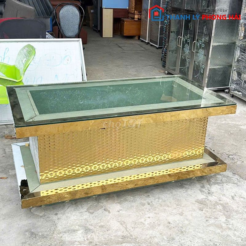 Bàn Sofa Kính Cường Lực Vàng 1m4 Đẹp 90%. Mua bán Bàn ghế tại Quận Phú Nhuận Tp Hồ Chí Minh được đăng bởi thanh lý phong hải  hình 1