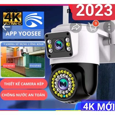 Camera wifi Yoosee 2 mắt,ống kính kép,nét 2K-4.0mp
