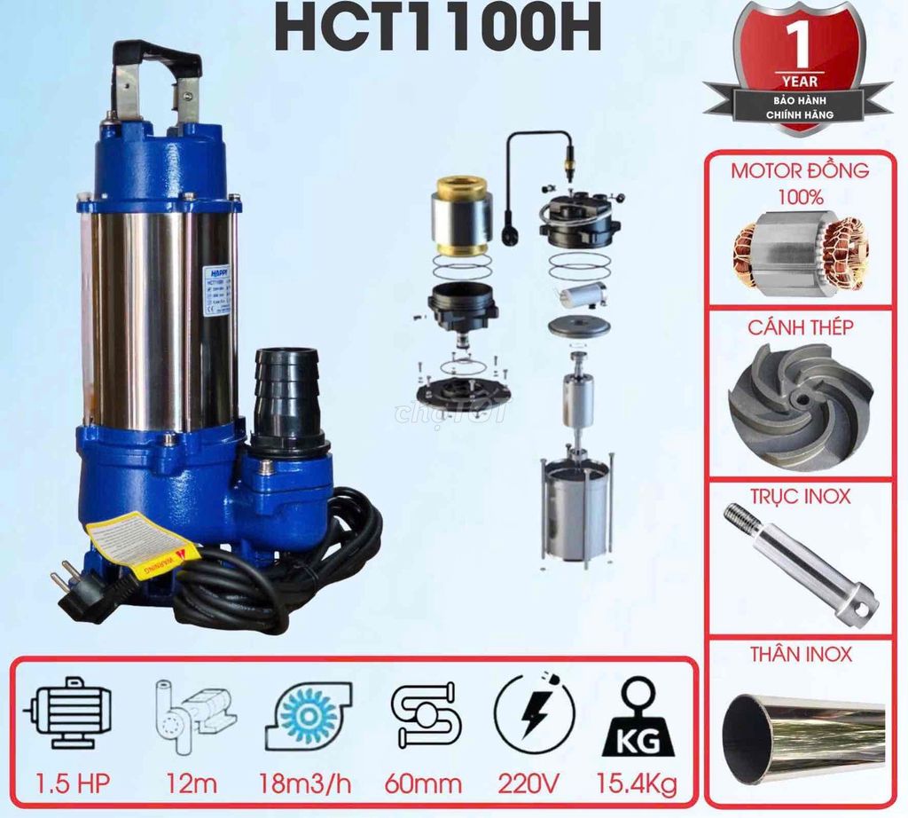 Máy bơm chìm HCT1100H. Mua bán Đồ chuyên dụng, Giống nuôi trồng tại Quận Thanh Khê Đà Nẵng được đăng bởi cửa hàng MÁY MÓC ONLINE 329 Nguyễn Lương Bằng Đà Nẵng hình 1