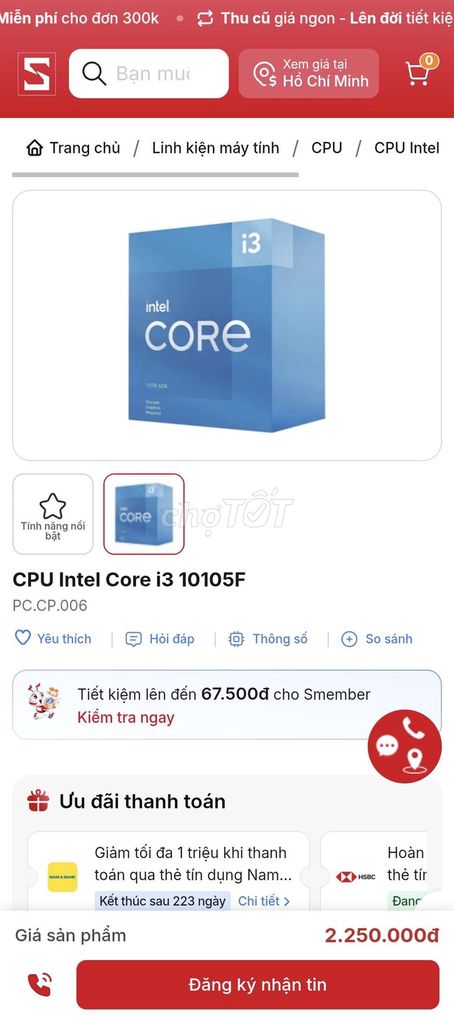 CPU Intel Core i3 10105F. Mua bán Linh kiện (RAM, Card...) tại Huyện Yên Mỹ Hưng Yên được đăng bởi Trình hình 1