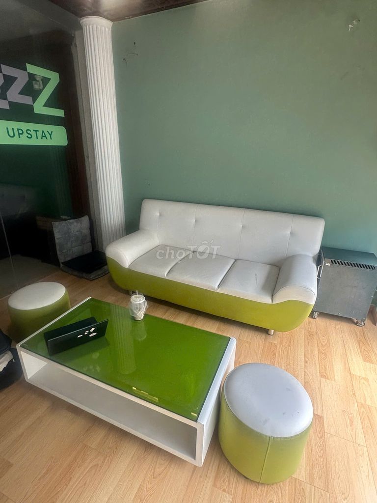 Bộ sofa Mặt kính 3 chỗ Trắng, Xanh. Mua bán Bàn ghế tại Quận 1 Tp Hồ Chí Minh được đăng bởi Thanh Pham hình 1