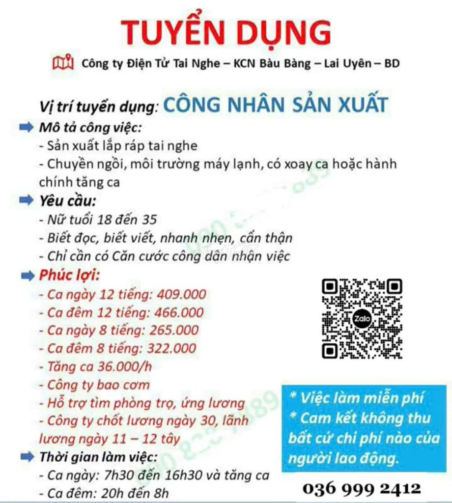 CTY Điện Tử Sản Xuất Tai Nghe Cần Tuyển Gấp