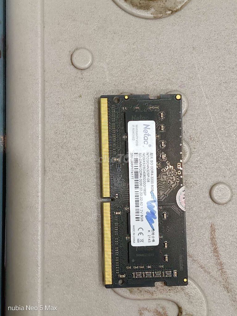 RAM Laptop Netac DDR4-3200 8GB. Mua bán Linh kiện (RAM, Card...) tại Quận Hai Bà Trưng Hà Nội được đăng bởi Le Thanh Tung hình 1
