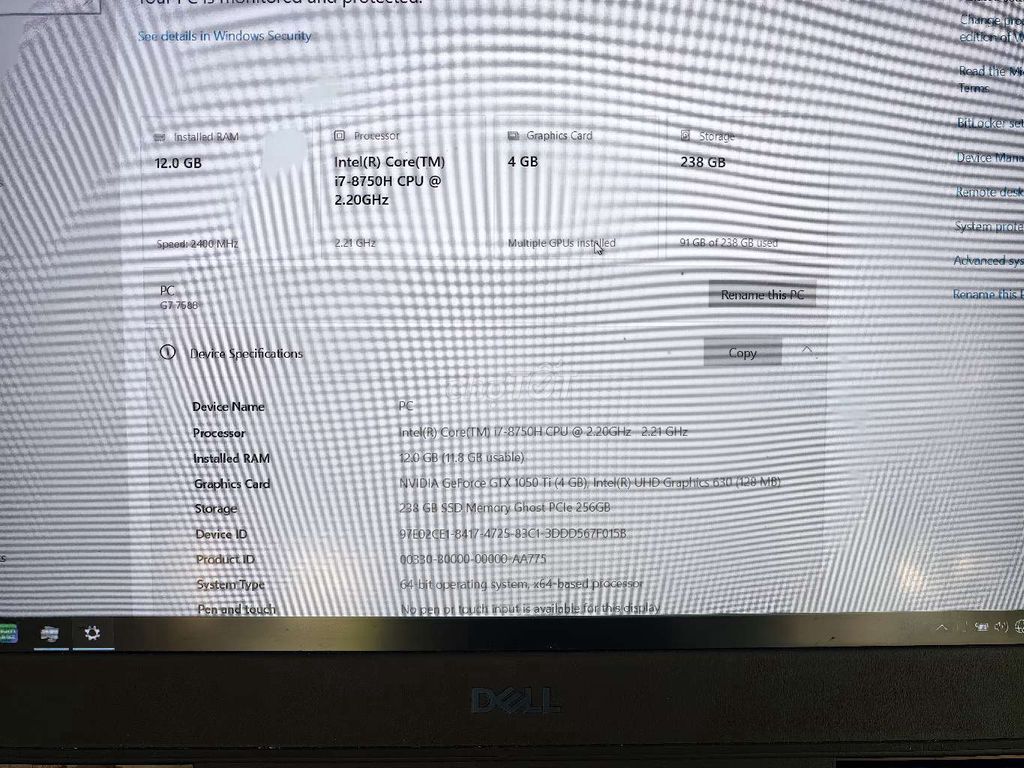 Dell G7 i7-8750H 15.6 inch 12GB/256GB GTX 1050Ti. Mua bán Laptop tại Huyện Gia Bình Bắc Ninh được đăng bởi Hoàng Nam hình 1