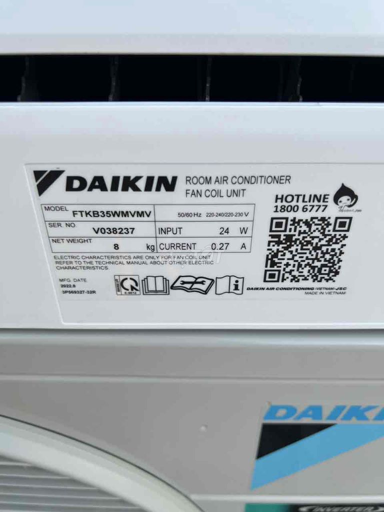 Máy lạnh Daikin inverter 1.5hp mới 95% 2022