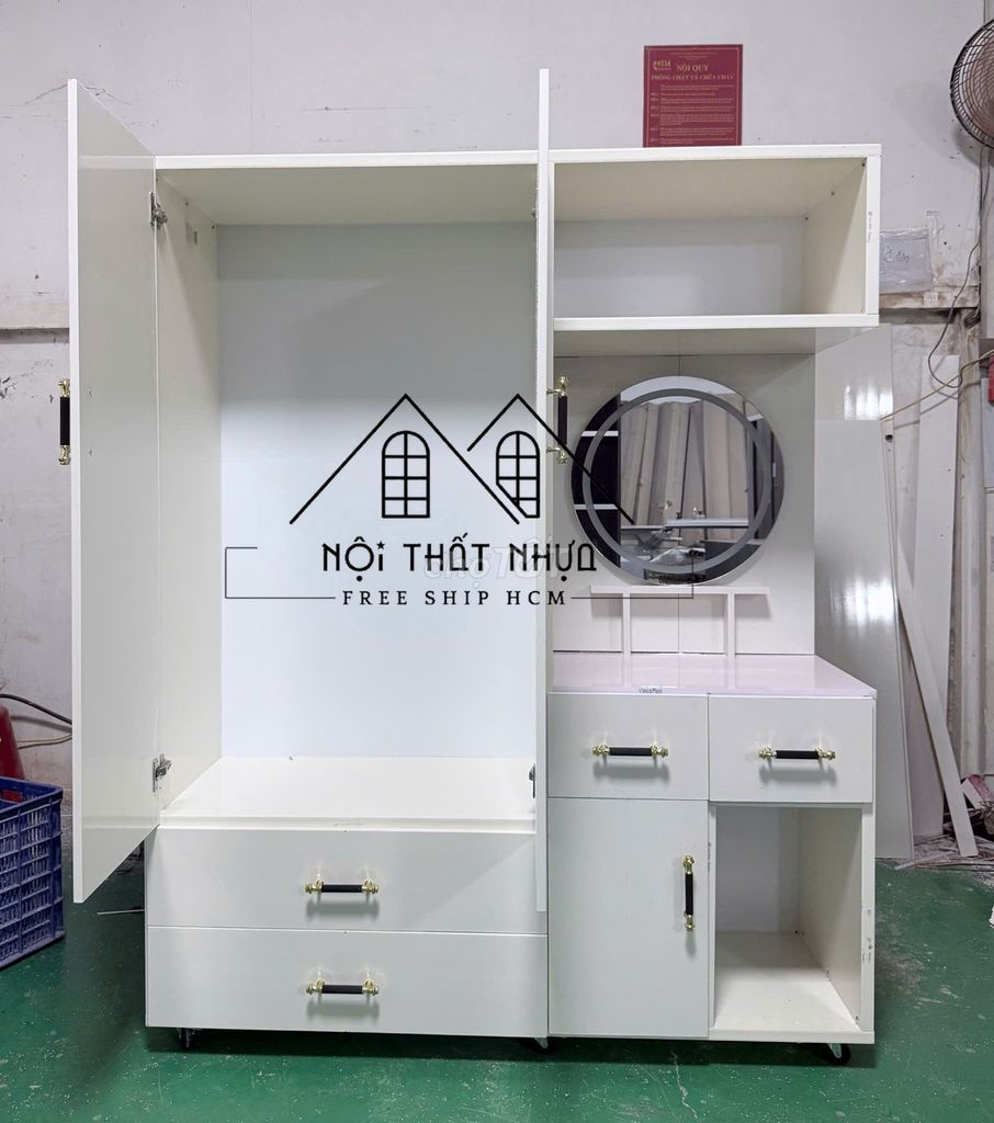 Tủ quần áo Nhựa Trắng Kèm bàn trang điểm Mới. Mua bán Tủ, kệ gia đình tại Huyện Hóc Môn Tp Hồ Chí Minh được đăng bởi Nội thất giá xưởng hình 1