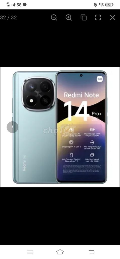 Xiaomi Redmi Note 14 Pro+ 5G Xanh. Mua bán Điện thoại tại Quận 12 Tp Hồ Chí Minh được đăng bởi Lethanhtuan hình 1