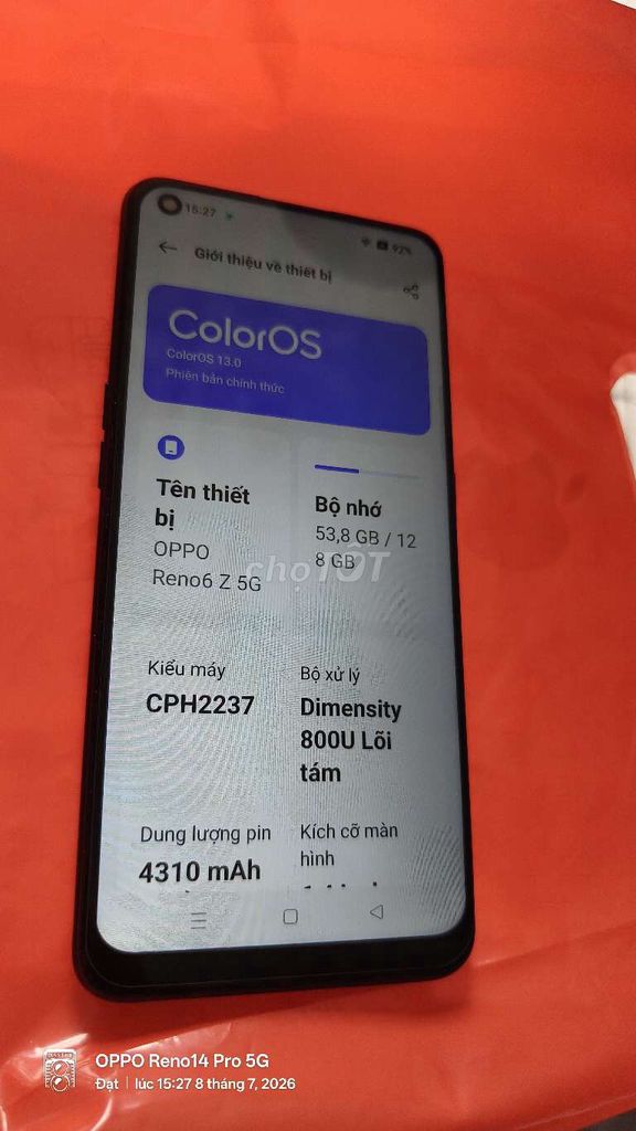 OPPO Reno6 Z 5G Đen 8GB/128GB Dimensity 800U. Mua bán Điện thoại tại Quận 12 Tp Hồ Chí Minh được đăng bởi đạt hình 1