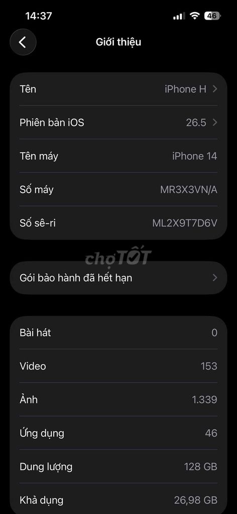 Apple iPhone 14 128GB Vàng VNA 83%. Mua bán Điện thoại tại Huyện Lệ Thủy Quảng Bình được đăng bởi Hiển hình 1