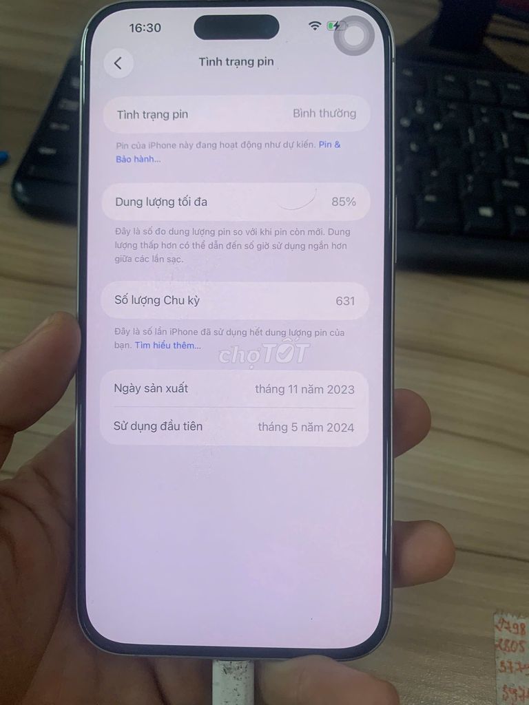 Apple iPhone 15 Pro Max 256GB màu bạc. Đã thay màn. Mua bán Điện thoại tại Huyện Bình Chánh Tp Hồ Chí Minh được đăng bởi Vu Nguyen hình 1