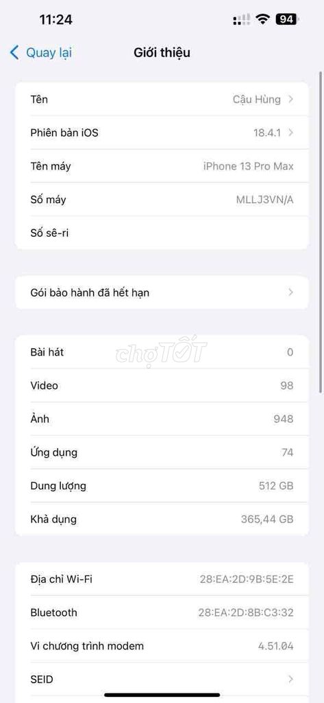 Apple iPhone 13 Pro Max 512GB Xanh. Mua bán Điện thoại tại Huyện Quế Võ Bắc Ninh được đăng bởi Hùng Vương hình 1
