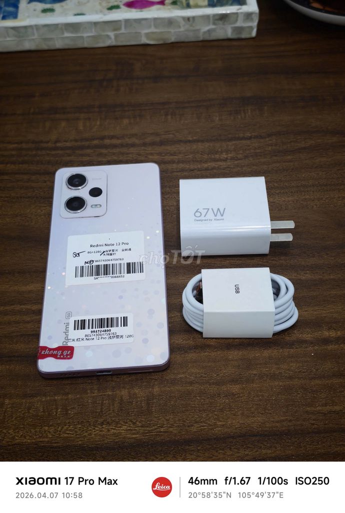 Redmi Note 12 Pro 5G 8/128 Quốc Tế sạc 67w có COD. Mua bán Điện thoại tại Quận Hoàng Mai Hà Nội được đăng bởi Trần Ngọc Hiếu hình 1