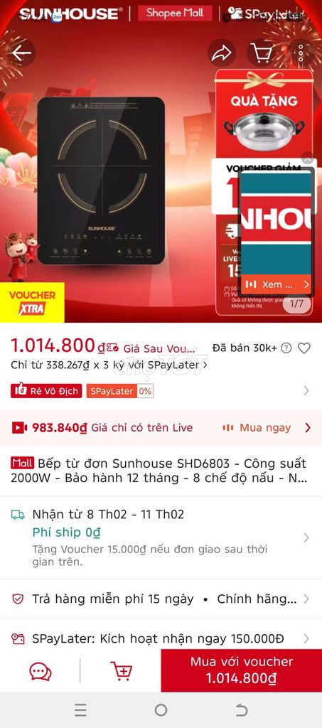 Bếp từ đơn SUNHOUSE SHD6803 Đen. Mua bán Bếp, lò, đồ điện nhà bếp tại Huyện Long Thành Đồng Nai được đăng bởi Hoàng  hình 1