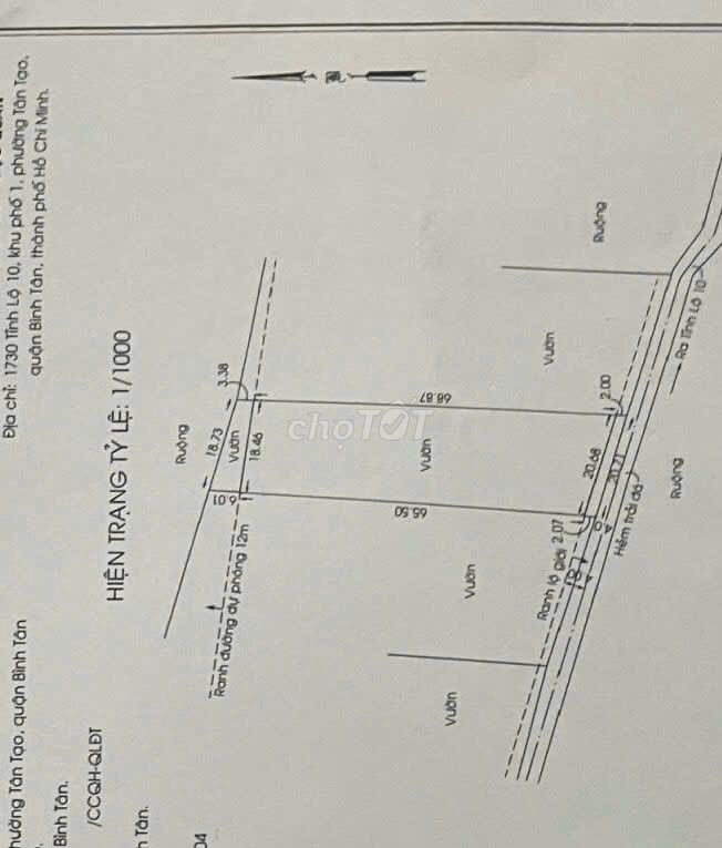 Bán gấp đất ODT đường nhựa 1870/ Tĩnh Lộ 10.Tân Tạo.Bình Tân