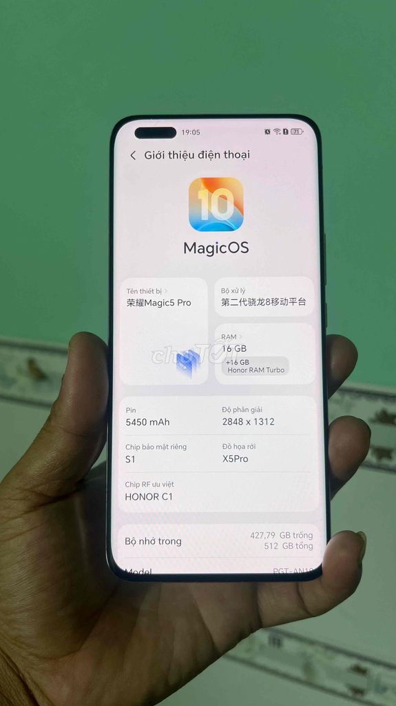 Honor Magic 5 Pro 16/512GB bản max. Mua bán Điện thoại tại Quận Bình Thuỷ Cần Thơ được đăng bởi spak hình 1