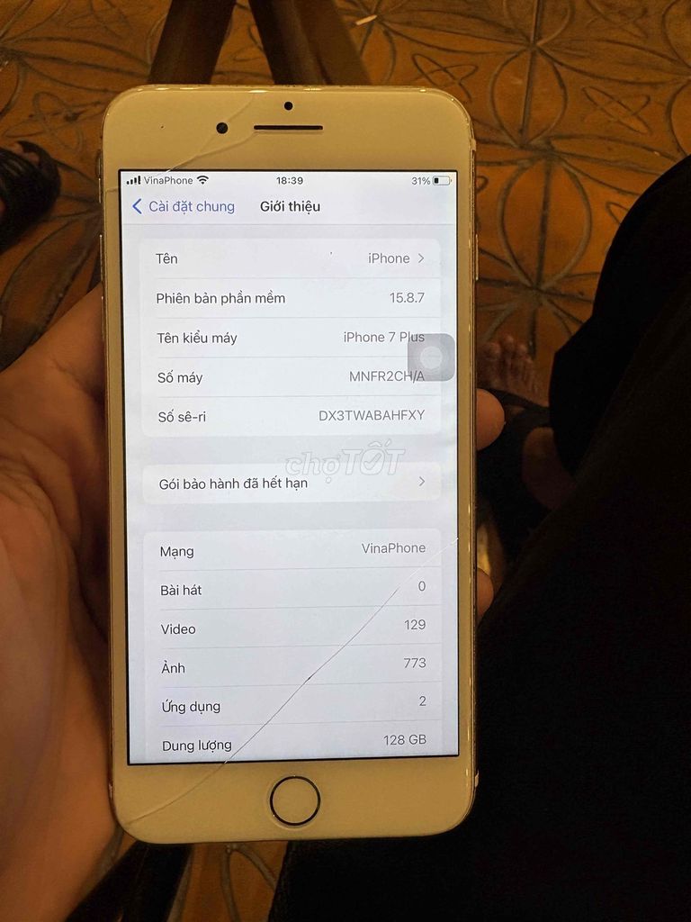 Apple iPhone 7 Plus 128GB Vàng Kính nứt. Mua bán Điện thoại tại Quận Cái Răng Cần Thơ được đăng bởi Châu hình 1