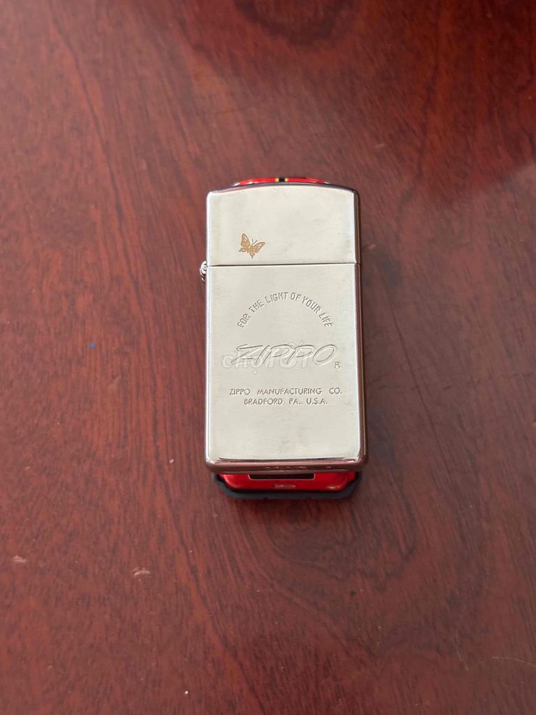 Zippo Slim mini Kim loại Bạc
