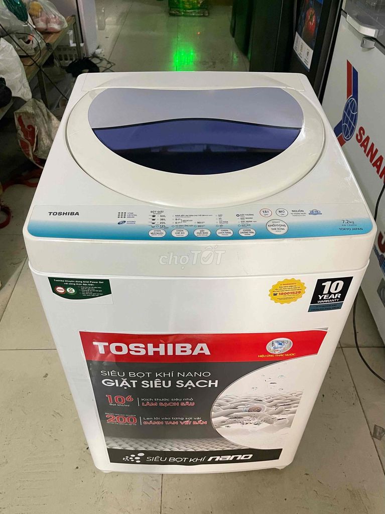 Máy giặt Toshiba 7.2kg cửa trên tiết kiệm mới 95%. Mua bán Máy giặt tại Quận Bình Tân Tp Hồ Chí Minh được đăng bởi Điện Lạnh Gia Việt Quận Bình Tân hình 1