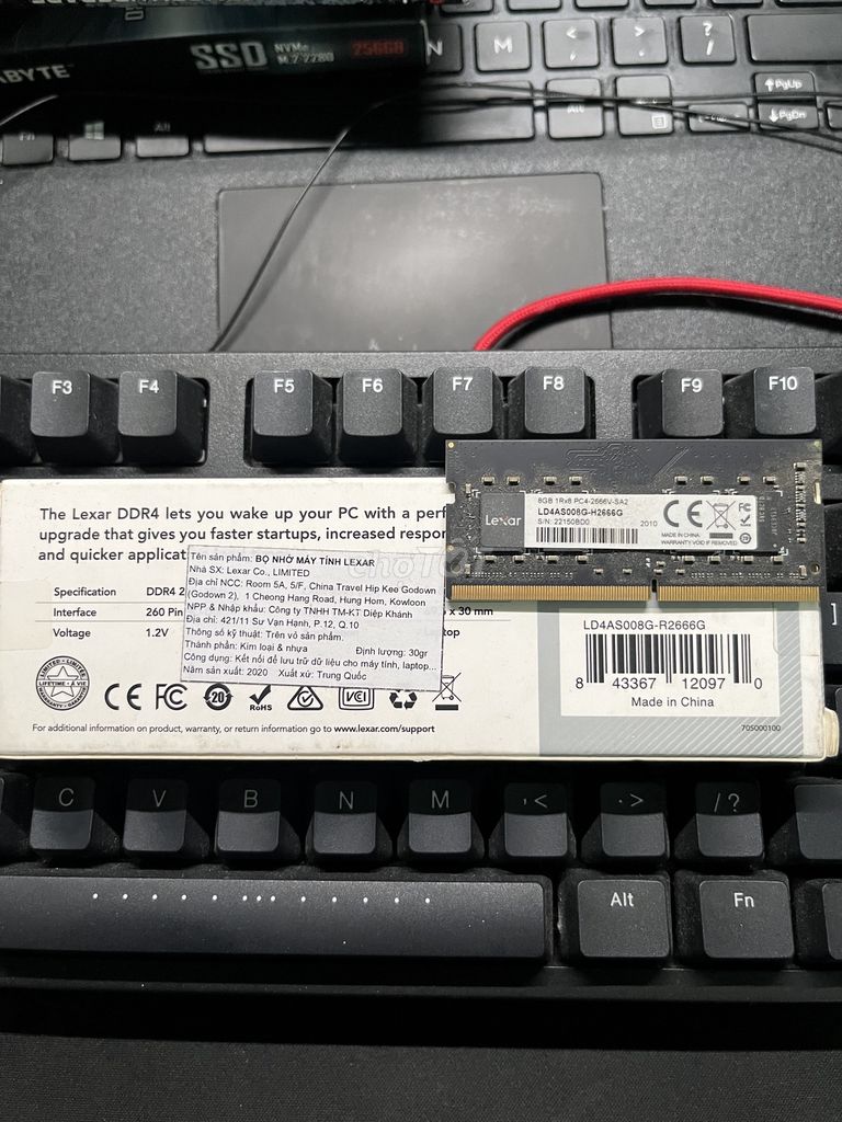 Hai cây RAM Laptop DDR4 8GB 2666 Lexar + Kingston