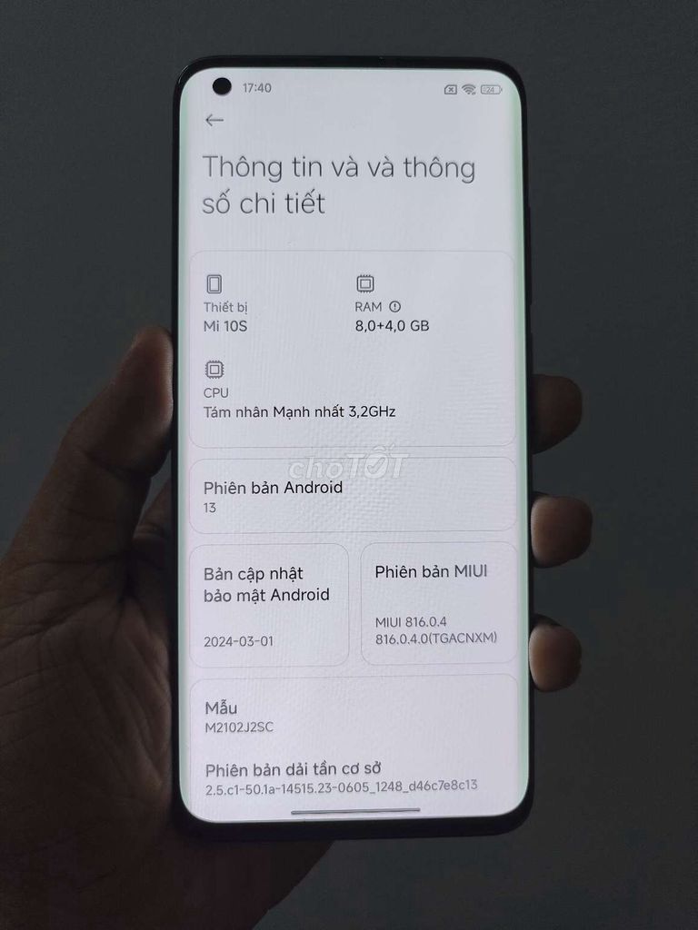 Mi 10s 8/128G zin full không ám ố