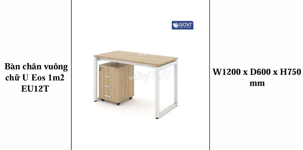 Bàn làm việc Govi EU12T Vân gỗ, Trắng. Mua bán Đồ dùng văn phòng tại Quận Tây Hồ Hà Nội được đăng bởi Anh Hà hình 1
