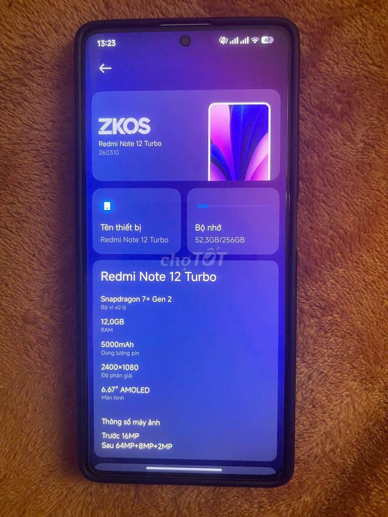 Xiaomi Redmi Note 12 Turbo 256GB Đen. Mua bán Điện thoại tại Quận Đống Đa Hà Nội được đăng bởi Duc hình 1