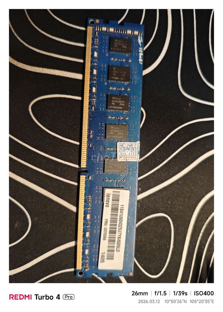 RAM SK Hynix PC3-12800U 4GB. Mua bán Linh kiện (RAM, Card...) tại Thành phố Hồng Ngự Đồng Tháp được đăng bởi Phan Chí Nghĩa hình 1
