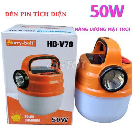 Đèn Tích Điện 50w HB-V70 Năng Lượng Mặt Trời