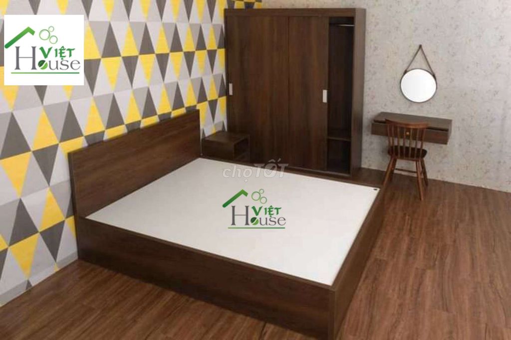 Giường ngủ gỗ đẹp, giá rẻ 1m6 (Freeship nt HCM)