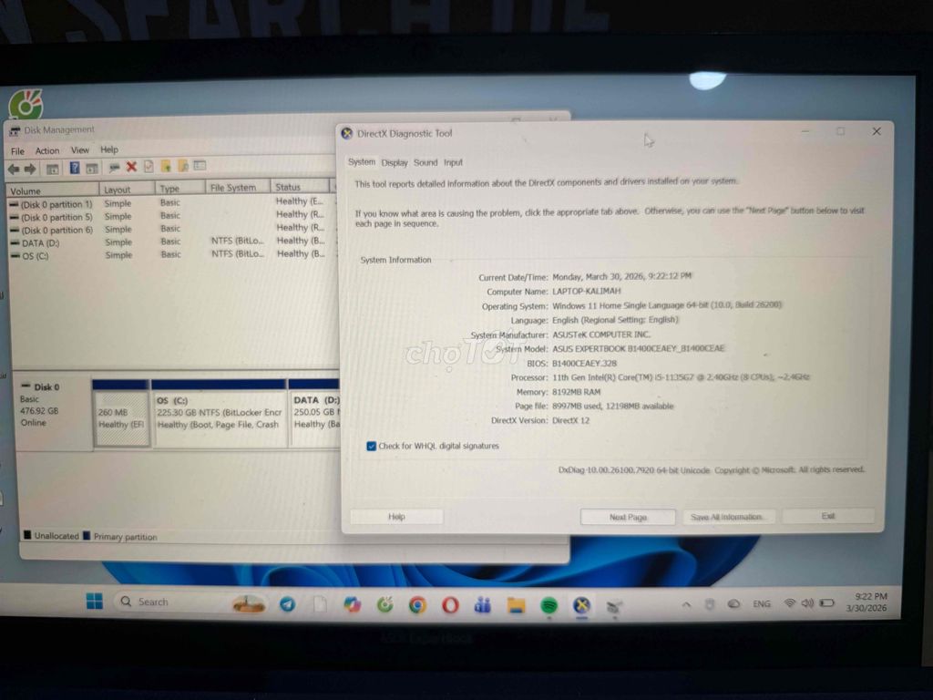 Asus ExpertBook B1400C i5-1135G7 14 inch 8GB/256GB. Mua bán Laptop tại Quận 10 Tp Hồ Chí Minh được đăng bởi Jay Lee hình 1