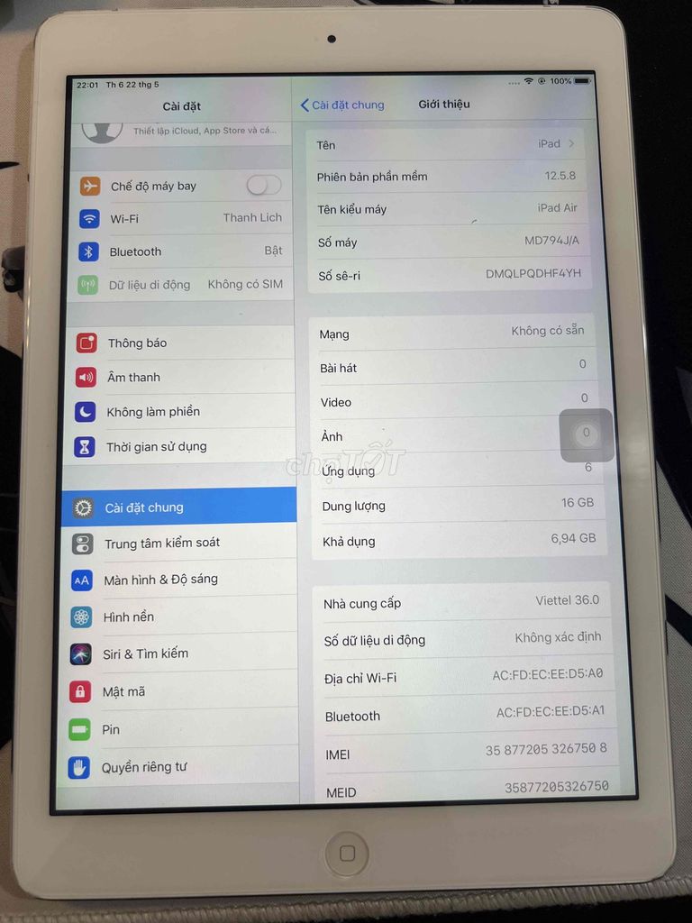 Apple iPad Air 1 16GB Bạc. Mua bán Máy tính bảng tại Quận Hà Đông Hà Nội được đăng bởi Chu Lê Anh Minh hình 1