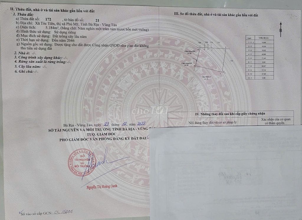 Bán đất vườn Phú Mỹ