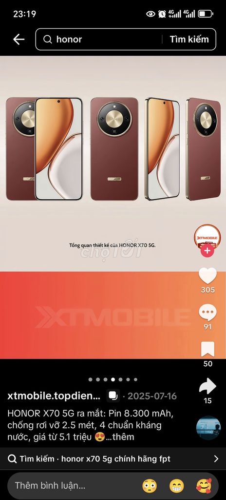 Honor X70 5G Đỏ. Mua bán Điện thoại tại Huyện Thuỷ Nguyên Hải Phòng được đăng bởi Nguyễn quyêt hình 1