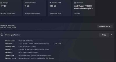 ASUS ROG Strix G513IH Ryzen 7 4800H 8GB/477GB Đen