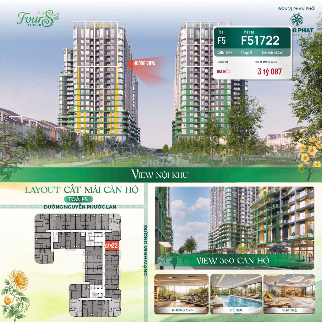 CĂN 1PN + FOURS TOWER RẺ NHẤT GIỎ HÀNG CAO TẦNG HỖ TRỢ LÃI XUẤT 0%