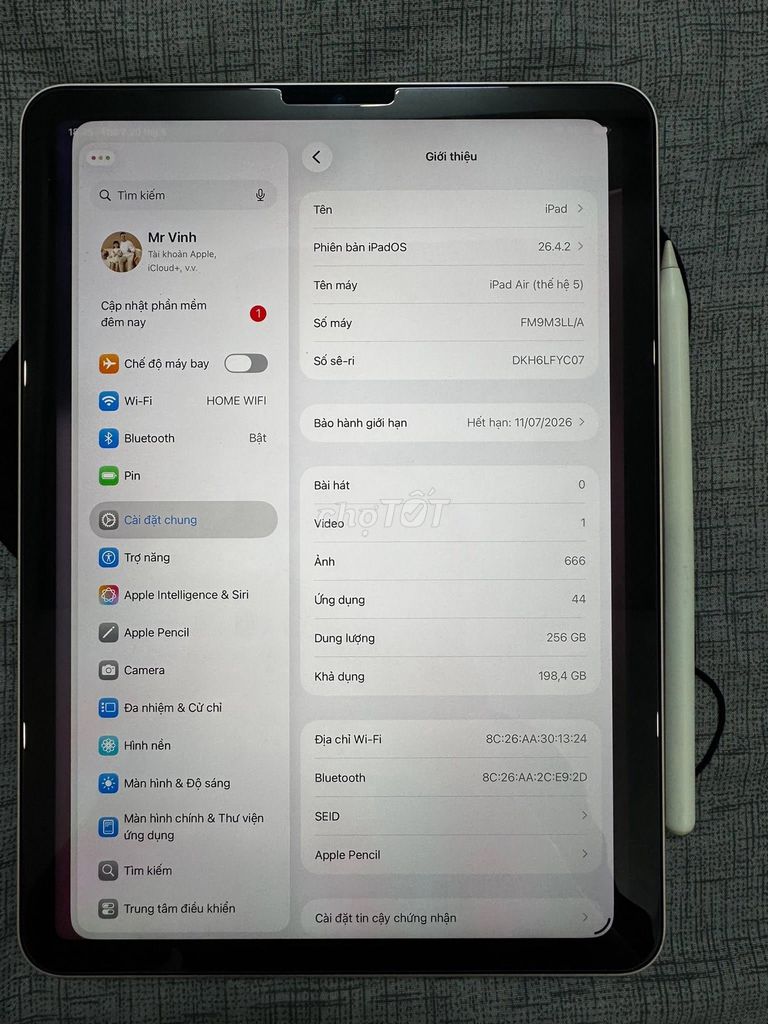 Apple iPad Air 5 256GB Bạc kèm Apple Pencil 2. Mua bán Máy tính bảng tại Quận 5 Tp Hồ Chí Minh được đăng bởi Hội Đồ Điện Tử hình 1