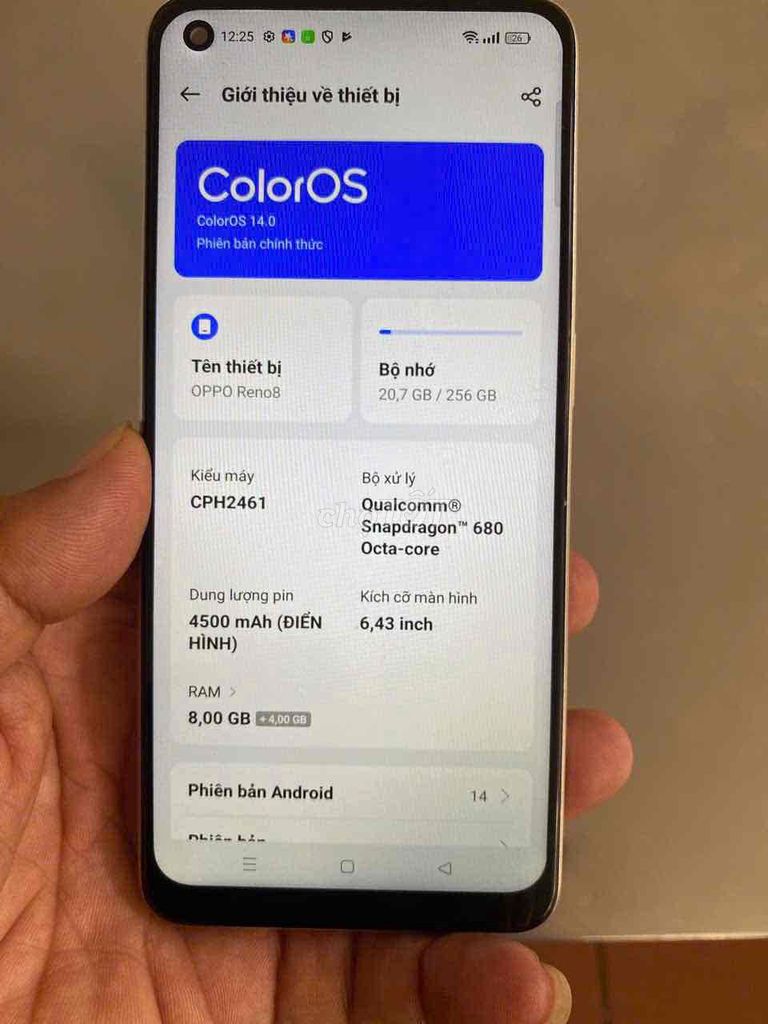 Oppo Reno8 256GB Vàng. Mua bán Điện thoại tại Thành phố Thủ Đức Tp Hồ Chí Minh được đăng bởi Thanh Tâm hình 1