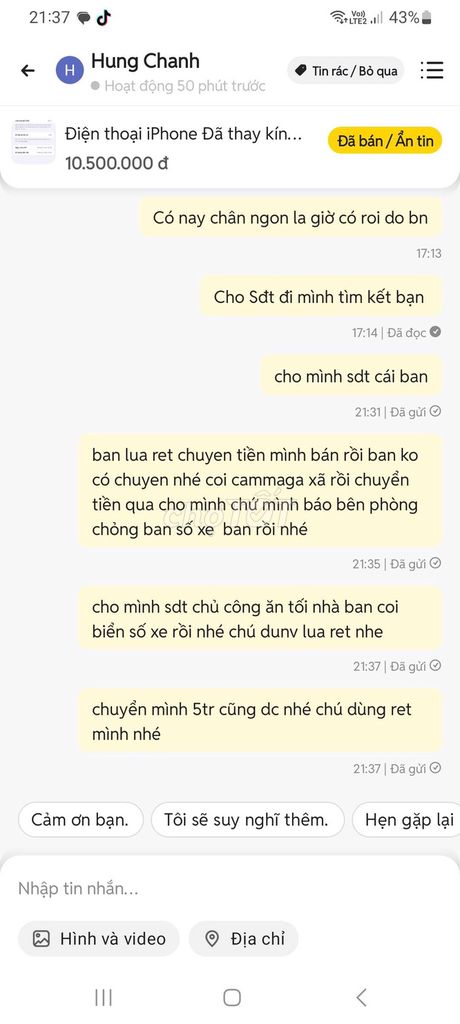 Điện thoại iPhone Đã thay kính. Mua bán Điện thoại tại Thị xã Bến Cát Bình Dương được đăng bởi Cuong hình 1