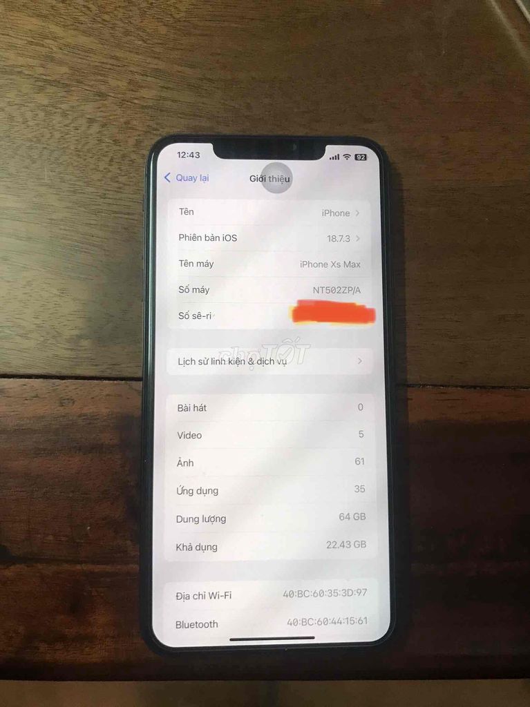 Apple iPhone Xs Max 64GB Đen. Mua bán Điện thoại tại Huyện Châu Đức Bà Rịa - Vũng Tàu được đăng bởi Mr T hình 1