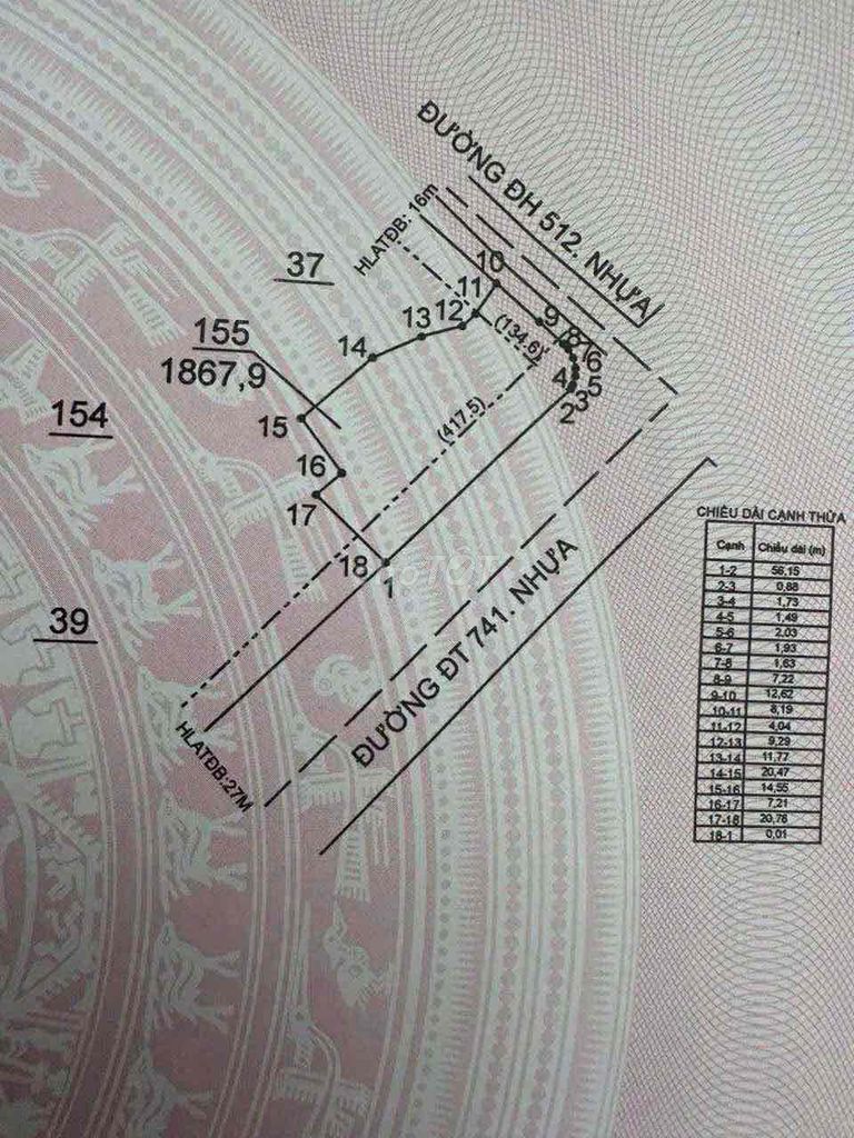Đất 2 mặt tiền ĐT741 và DH512. Nhựa lớn 2 chiều đối diện cây xăng phướ
