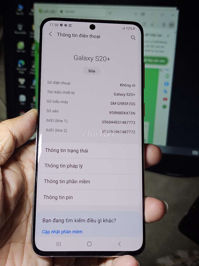 Samsung Galaxy S20+ 128GB VN đẹp 98% . Mua bán Điện thoại tại Quận 8 Tp Hồ Chí Minh được đăng bởi Thiên Hòa mobile  hình 1