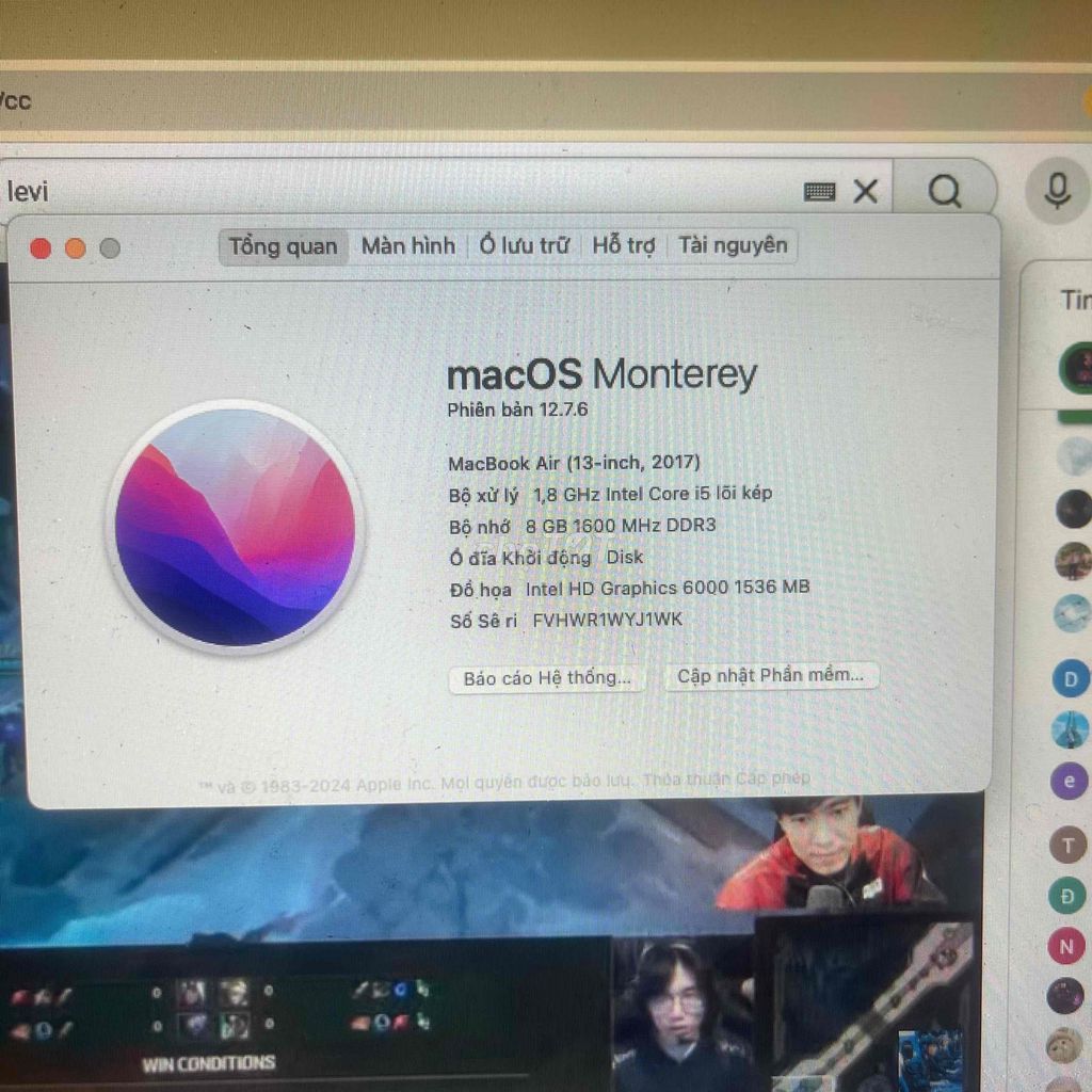 Apple MacBook Air 2017 i5 8GB SSD Like New. Mua bán Laptop tại Quận Thanh Xuân Hà Nội được đăng bởi Phong hình 1