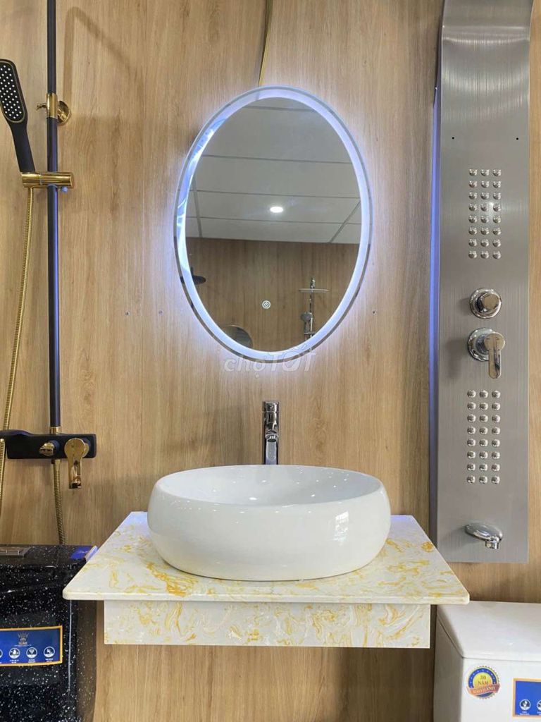 Combo lavabo Đá Sứ Trắng Vàng. Mua bán Thiết bị vệ sinh, nhà tắm tại Quận Bình Tân Tp Hồ Chí Minh được đăng bởi NiNa SHOP hình 1