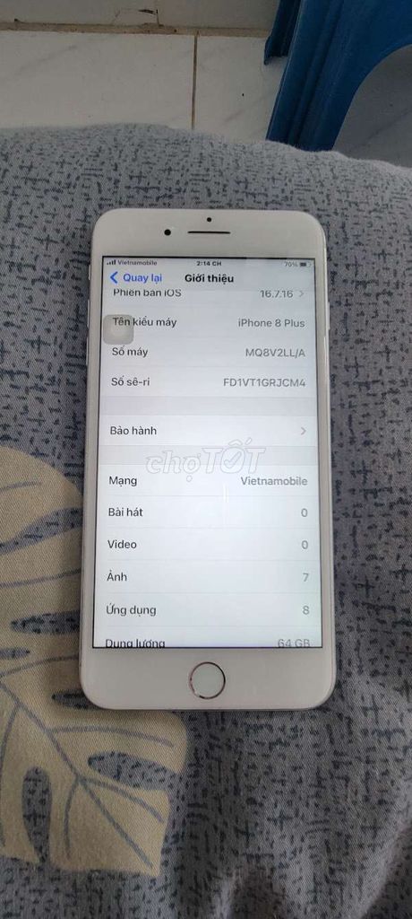 Apple iPhone 8 Plus 64GB Trắng 98%. Mua bán Điện thoại tại Quận Ninh Kiều Cần Thơ được đăng bởi MUA BÁN VÌ ĐAM MÊ hình 1