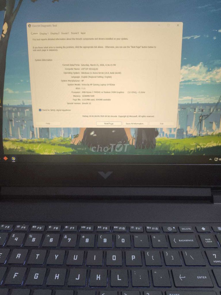 HP Victus 15 Ryzen 7 16GB/512GB. Mua bán Laptop tại Quận Cầu Giấy Hà Nội được đăng bởi Ngo Thanh Khangg hình 1