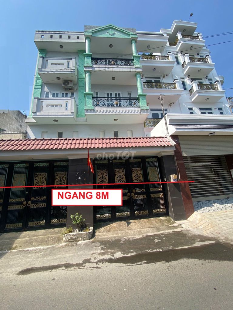 Bán nhà kế Bệnh Viện Bình Tân, 160m2, 8x20m, 4 tầng, 10PN, hẻm ÔTÔ 8m