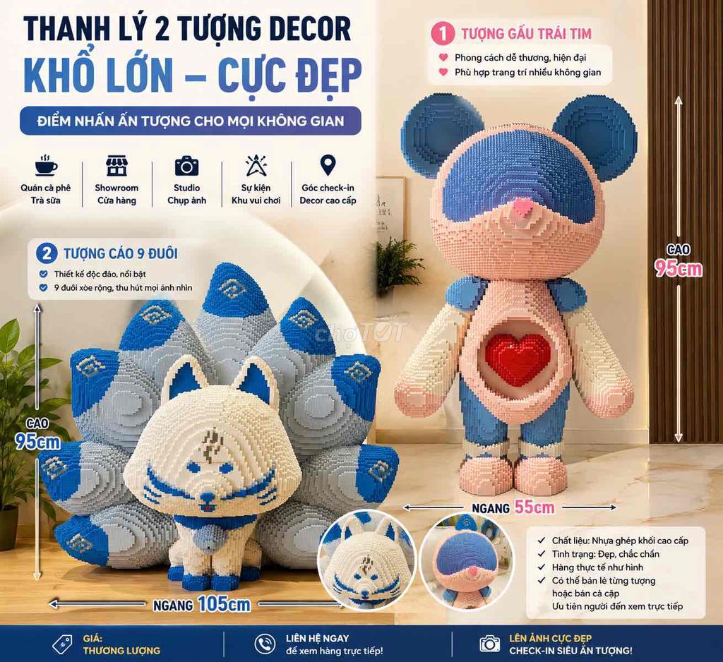 Tượng decor Gấu Trái Tim Nhựa ghép khối. Mua bán Cây cảnh, đồ trang trí tại Huyện Bình Chánh Tp Hồ Chí Minh được đăng bởi Na hình 1
