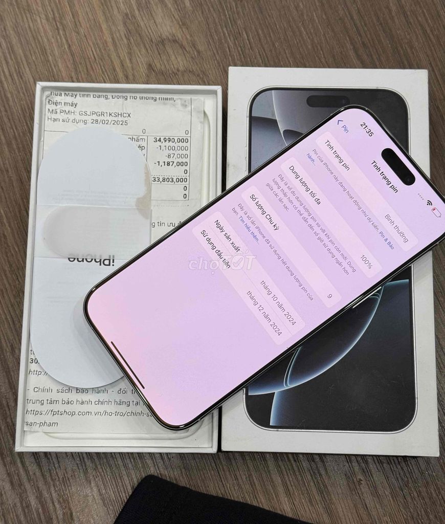 iPhone 16 Pro Max VNA, trắng, 256GB, BH 12/25