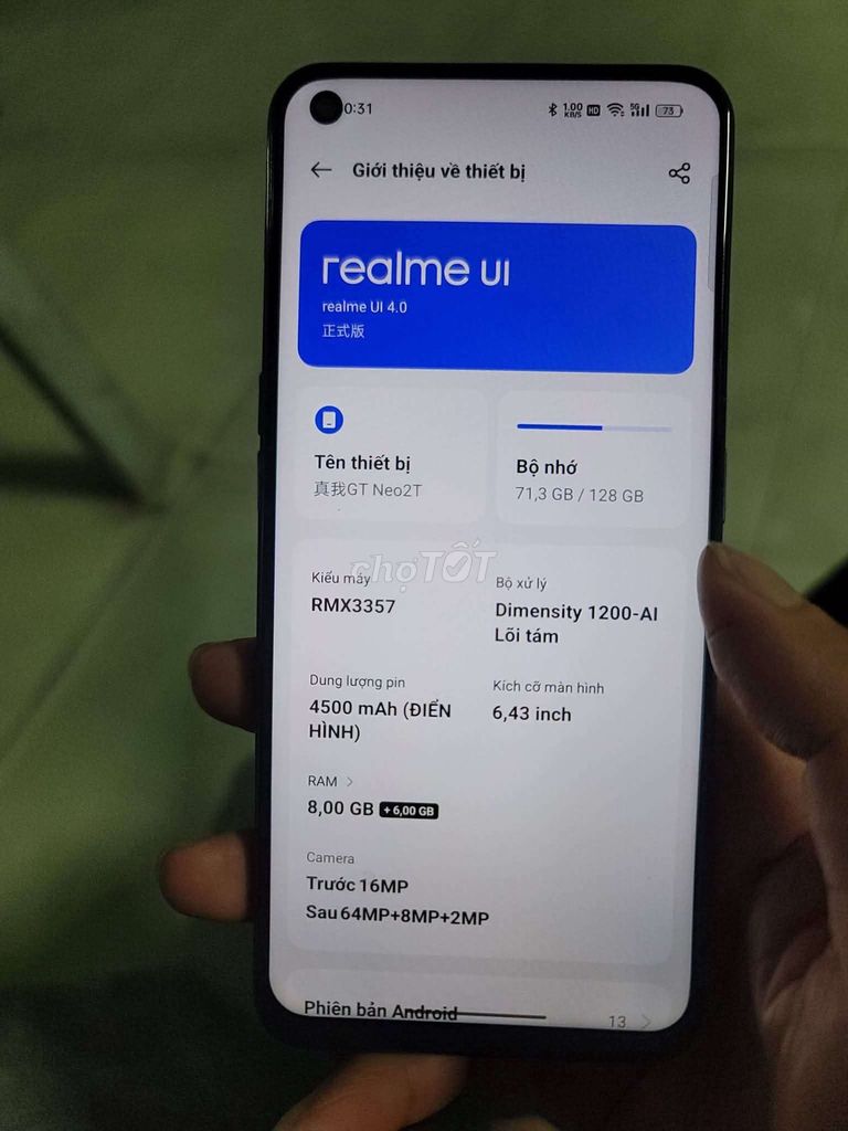 Realme GT Neo 2T 128GB Đen. Mua bán Điện thoại tại Thành phố Thuận An Bình Dương được đăng bởi Hoàng  hình 1