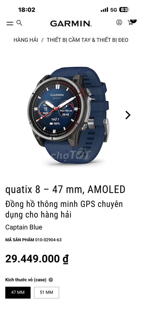 Garmin Quatix 8 Amoled Sapphire New 47mm. Mua bán Thiết bị đeo thông minh tại Quận 8 Tp Hồ Chí Minh được đăng bởi Quỳnh Như hình 1